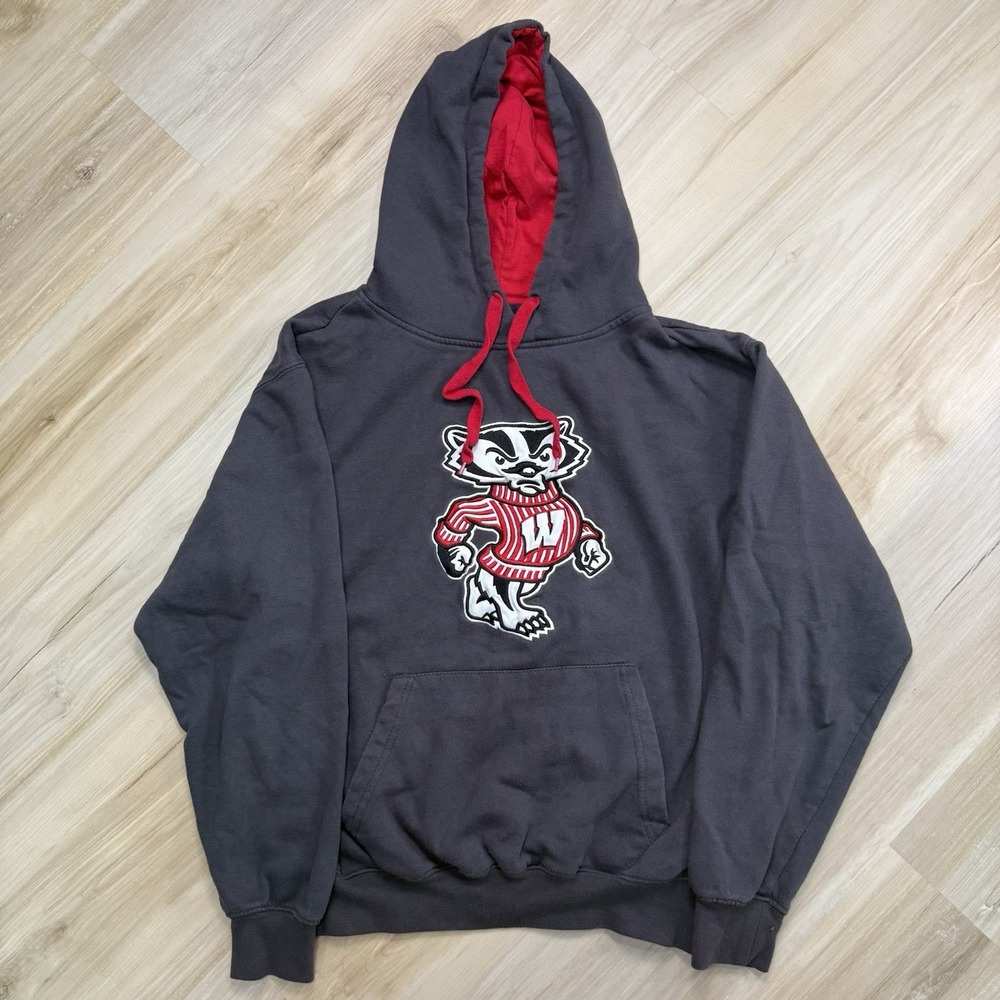 Wisconsin Badgers Hoodie Sweatshirt Men's Medium Gray NCAA Stadium Athletics